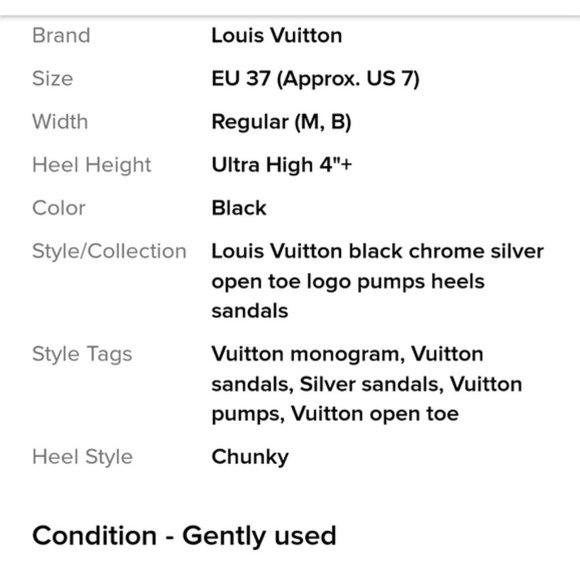 L Vuitton black chrome silver open toe logo pumps - Picture 7 of 7